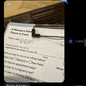 A Woman's Haven - A photo of the text from 05/15/25 proving she arrived at 1:30 Another photo of her telling me how she has to reschedule - Crisis Pregnancy Centers Near Me - San Antonio, Texas A Woman's Haven - A photo of the text from 05/15/25 proving she arrived at 1:30 Another photo of her telling me how she has to reschedule - Crisis Pregnancy Centers Near Me - San Antonio, Texas