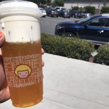 Sunmerry Bakery - Mango jasmine green tea with cheese foam... way too sweet - Bakeries Near Me - Irvine, California
