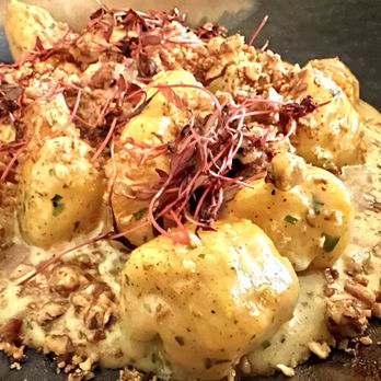 Alewife - Gnocchi with blue cheese sauce, candied pecans, amaranth - Seafood Near Me - Richmond, Virginia Alewife - Gnocchi with blue cheese sauce, candied pecans, amaranth - Seafood Near Me - Richmond, Virginia