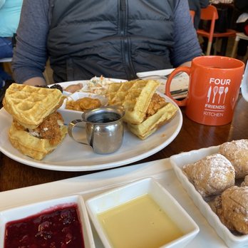 Four Friends Kitchen - Southern Fried Chicken Waffle Sandwich , Classic Beignets - Southern Near Me - Denver, Colorado