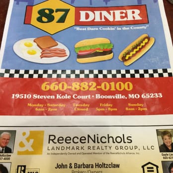 The 87 Diner - Menu - Diners Near Me - Boonville, Missouri