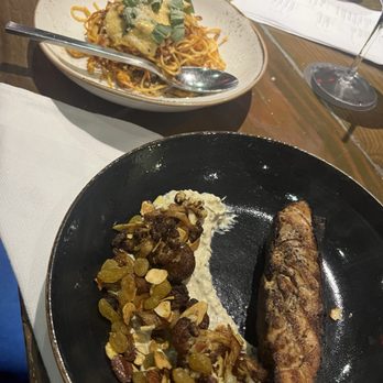 Stock & Barrel - Crab Fried Spaghetti and Salmon - New American Near Me - Dallas, Texas Stock & Barrel - Crab Fried Spaghetti and Salmon - New American Near Me - Dallas, Texas