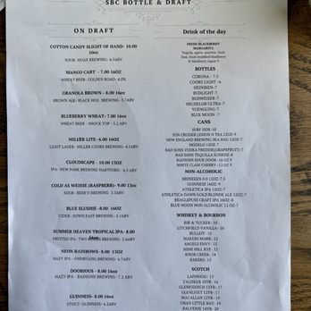 SBC Restaurant and Beer Bar - Drink menu - American Near Me - Milford, Connecticut SBC Restaurant and Beer Bar - Drink menu - American Near Me - Milford, Connecticut