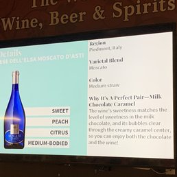 a menu on a large screen