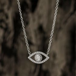 New Sona Jewelers - Evil eye pendant set in 18 karat white gold and VVS clarity diamonds.