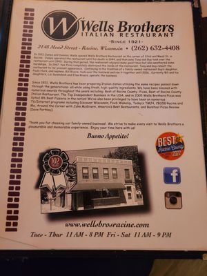 Menu photo 5 Wells Brothers Restaurant Racine, WI Menu photo 5 Wells Brothers Restaurant Racine, WI