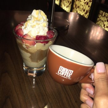 Minuti Coffee - Affogato with tiramisu gelato topped with white chocolate drizzle and strawberries! - Coffee & Tea Near Me - Houston, Texas Minuti Coffee - Affogato with tiramisu gelato topped with white chocolate drizzle and strawberries! - Coffee & Tea Near Me - Houston, Texas