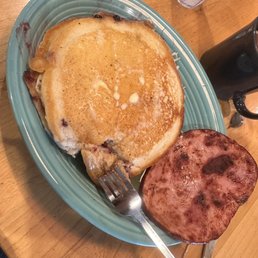 Huckleberry pancakes and ham Huckleberry pancakes and ham