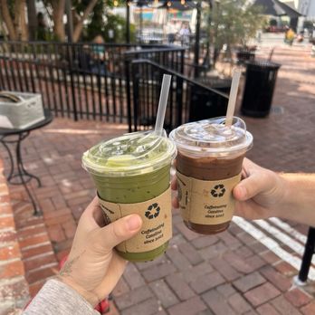 Catalina Coffee & Cookie - Iced Matcha w/lavender sweetener and blackberry mocha iced coffee - Coffee & Tea Near Me - Avalon, California Catalina Coffee & Cookie - Iced Matcha w/lavender sweetener and blackberry mocha iced coffee - Coffee & Tea Near Me - Avalon, California