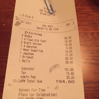 Insa - Really unsatisfying and disappointing meal. But leaving small tips is not an option in this place. Administration fee? Wtf - Korean Near Me - Brooklyn, New York Insa - Really unsatisfying and disappointing meal. But leaving small tips is not an option in this place. Administration fee? Wtf - Korean Near Me - Brooklyn, New York