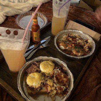 Blackbird Café - Cubano Benedict, Dos Caballenos Benedict and mimosas. - Cafes Near Me - Long Beach, California