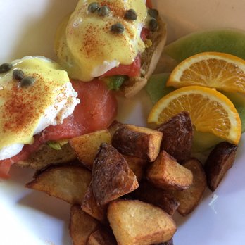 Bell Tower Cafe - Salmon and avocado Benedict with spicy potatoes! YUM. - Breakfast & Brunch Near Me - Saratoga, California
