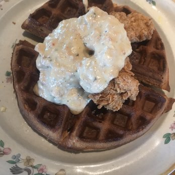 Whiskey Cake - Chicken and waffles with gravy - New American Near Me - Irving, Texas Whiskey Cake - Chicken and waffles with gravy - New American Near Me - Irving, Texas