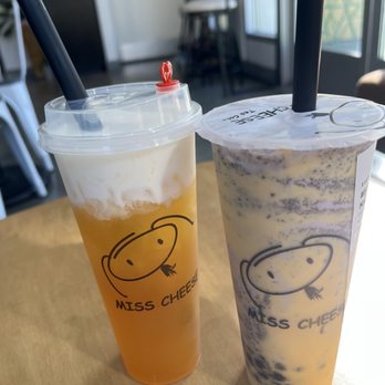 Miss Cheese Tea Cafe - Mango Green Tea and Oreo Brulee Taro Milk Tea - Bubble Tea Near Me - Pasadena, California