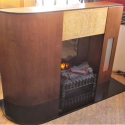 Lazy Dog Antique Store - Art Deco Freestanding Fireplace! No chimney required! Electric logs included!