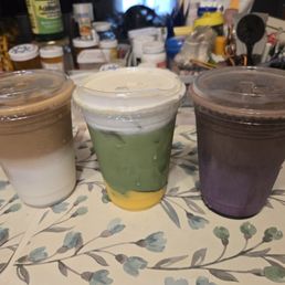 Kashmir latte, Mango matcha (speciality), Ube latte