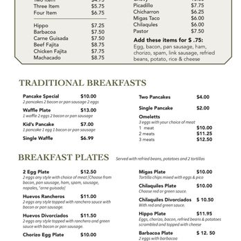 Baci’s Mexican Restaurant - Menu Pg.1 - Coffee & Tea Near Me - Freeport, Texas