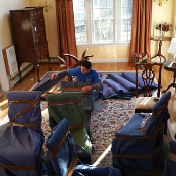 Bell Air Moving - Wrapping furniture before loading. - Movers Near Me - Dedham, Massachusetts
