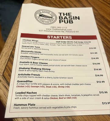 Menu photo 2 The Basin Pub Pittsford, NY