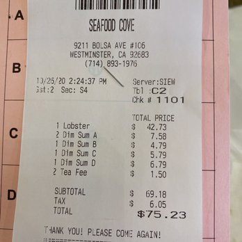 Seafood Cove 2 - Dim Sum Near Me - Westminster, California