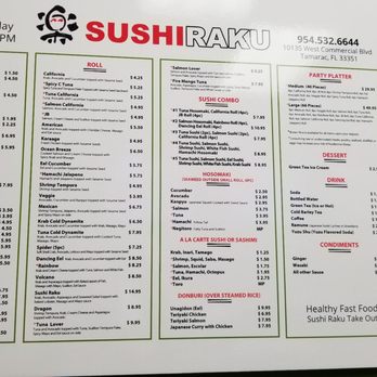 Sushi Raku - Menu - Japanese Near Me - Tamarac, Florida Sushi Raku - Menu - Japanese Near Me - Tamarac, Florida