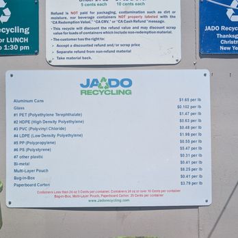 Jado Recycling - Prices of everything they accept - Recycling Center Near Me - San Jose, California Jado Recycling - Prices of everything they accept - Recycling Center Near Me - San Jose, California