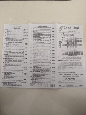 Menu photo 1 Chad Thai Burnaby, BC Menu photo 1 Chad Thai Burnaby, BC