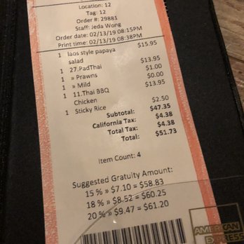 Thai Grata - Overrated for the price for papaya salad! I didn't know it was that much until the bill came.. smh! - Thai Near Me - San Jose, California