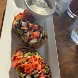 Avocado toast, add 2 poached eggs
