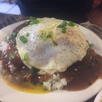808 Grindz Cafe - Da Moco Deluxe - 2 marinated patties, 3 scoops of rice, 3 eggs any style, topped w/brown gravy - Cafes Near Me - Lahaina, Hawaii