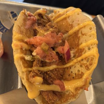 Treylor Park - Hitch - Chicken pancake taco with strawberry salsa - New American Near Me - Savannah, Georgia