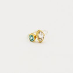 Herkimer Diamond & Blue Topaz Ring