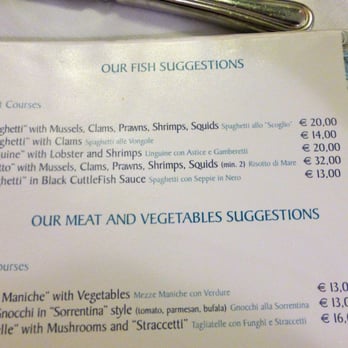 Al Fontego - The menu as it appeared on Oct 9, 2013. - Italian Near Me - Venezia, VE