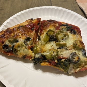 Palermo's 95th - Pizza with 50% less cheese and extra sauce. Toppings are spinach, jalapeños, onion, fresh garlic and black olives. - Italian Near Me - Oak Lawn, Illinois Palermo's 95th - Pizza with 50% less cheese and extra sauce. Toppings are spinach, jalapeños, onion, fresh garlic and black olives. - Italian Near Me - Oak Lawn, Illinois