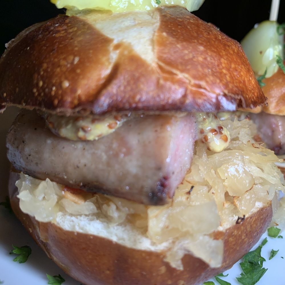 The Villager - Bratwurst sliders - New American Near Me - Babylon, New York The Villager - Bratwurst sliders - New American Near Me - Babylon, New York