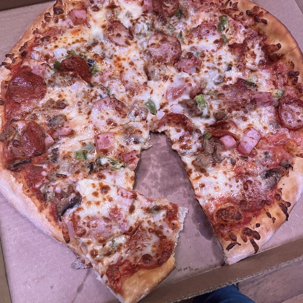 Anthony’s Pizzeria - Large Deluxe Specialty Pizza- requested No Ham , cut in squares. - Pizza Near Me - Fayetteville, Georgia