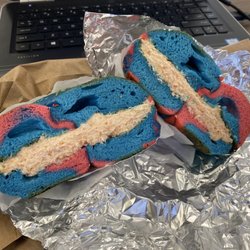Beach Bagel - Rainbow bagel with lox spread