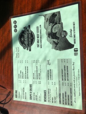 Menu photo 2 Sandy's Beef & Ale Langhorne, PA