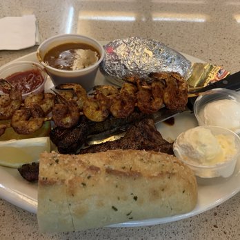Brad's Restaurant - BBQ'd shrimp/tri-tip, bread, baked potato, & beans - Seafood Near Me - Pismo Beach, California Brad's Restaurant - BBQ'd shrimp/tri-tip, bread, baked potato, & beans - Seafood Near Me - Pismo Beach, California