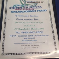 La Flor Blanca - Menu front