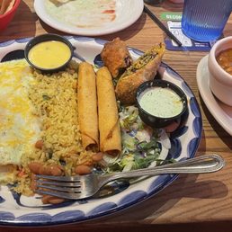 Chicken enchiladas, chicken tacos and chicken Southwest Egg Rolls Chicken enchiladas, chicken tacos and chicken Southwest Egg Rolls