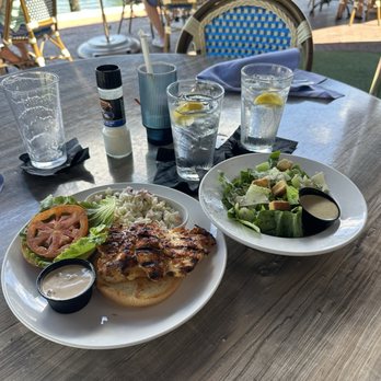 Dry Dock Waterfront Grill - Wonderful grouper sandwich and Caesar salad. - Seafood Near Me - Longboat Key, Florida