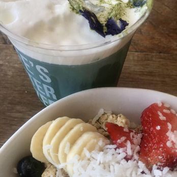 Better Buzz Coffee Encinitas - Iced butterfly matcha & islander acai bowl - Coffee & Tea Near Me - Encinitas, California