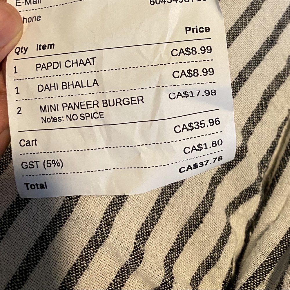 PARATHA 2 PASTA - Receipt - Indian Near Me - Surrey, British Columbia PARATHA 2 PASTA - Receipt - Indian Near Me - Surrey, British Columbia