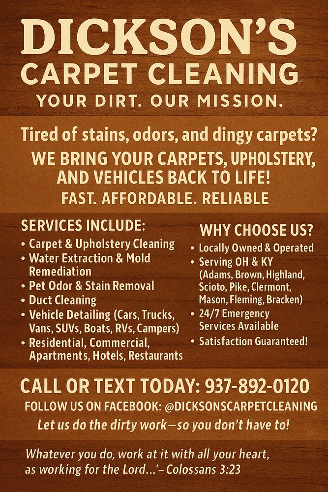 Dickson's Carpet Cleaning - mold inspector in Winchester, OH