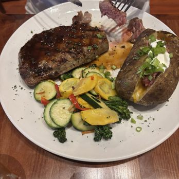 The Club Car - Ribeye was well cooked. Veggies were delicious. - New American Near Me - Auburn, California