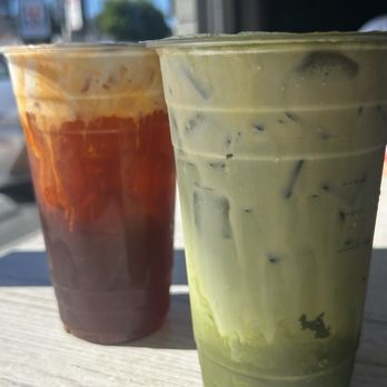 Knead Donuts & Tea - Thai Iced Tea with Coconut Foam, Matcha Milk Tea with Banana Foam - Donuts Near Me - Long Beach, California Knead Donuts & Tea - Thai Iced Tea with Coconut Foam, Matcha Milk Tea with Banana Foam - Donuts Near Me - Long Beach, California