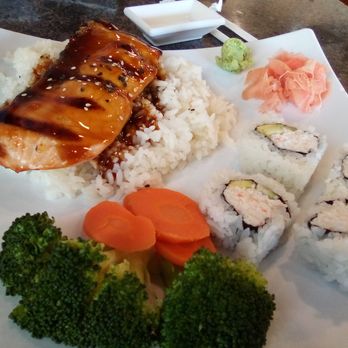 Ami Sushi - Lunch Special - $9.99 - Salmon, rice, vegetables, and California Roll sushi. - Sushi Bars Near Me - Santa Ana, California