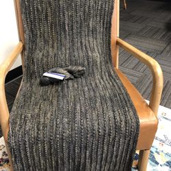Fiber & Threads Needlecrafts - Wrap by one of our clients in Malabrigo Sandstorm
