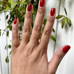 Gel manicure with leaf design Gel manicure with leaf design